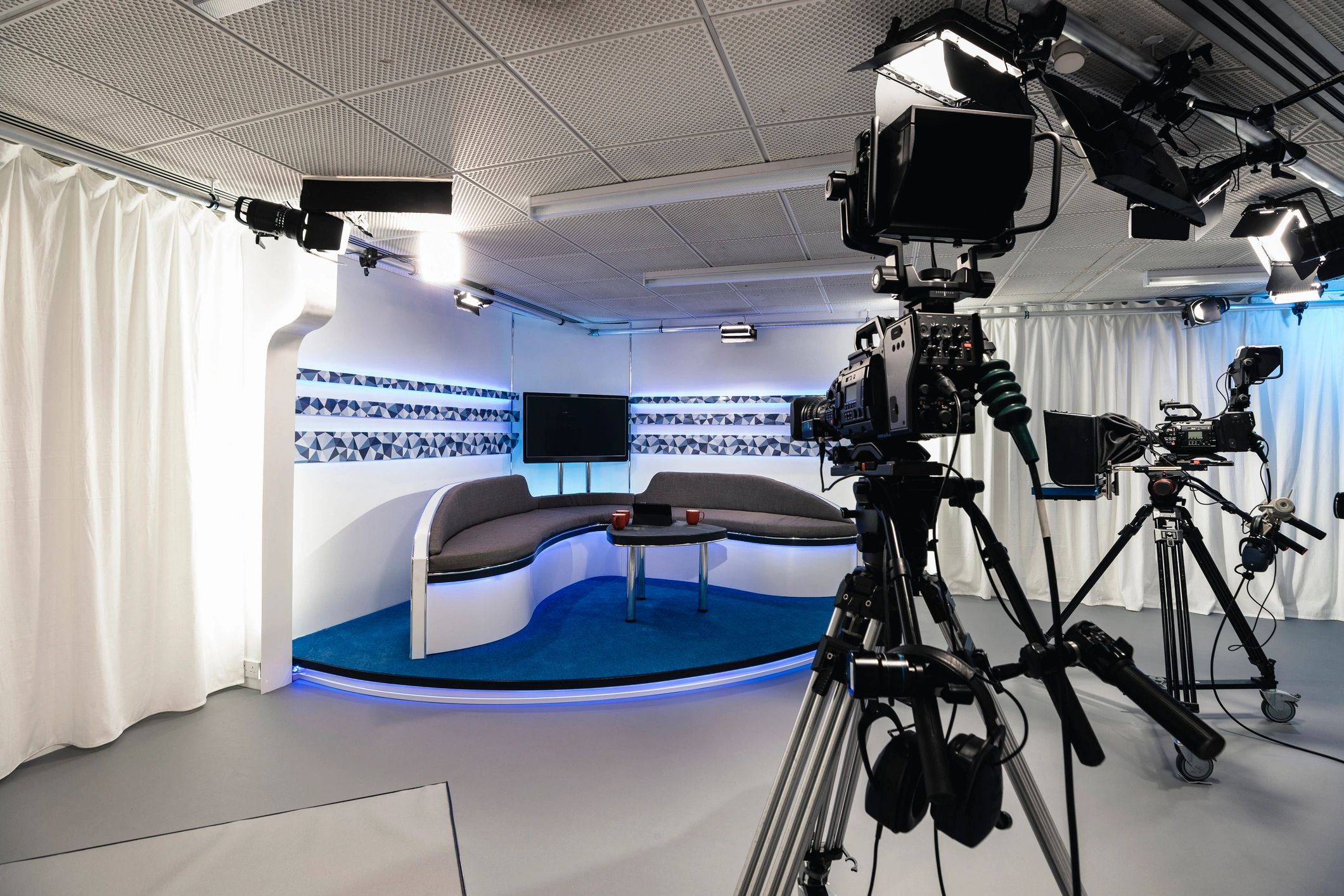 Live on air studio set with cameras