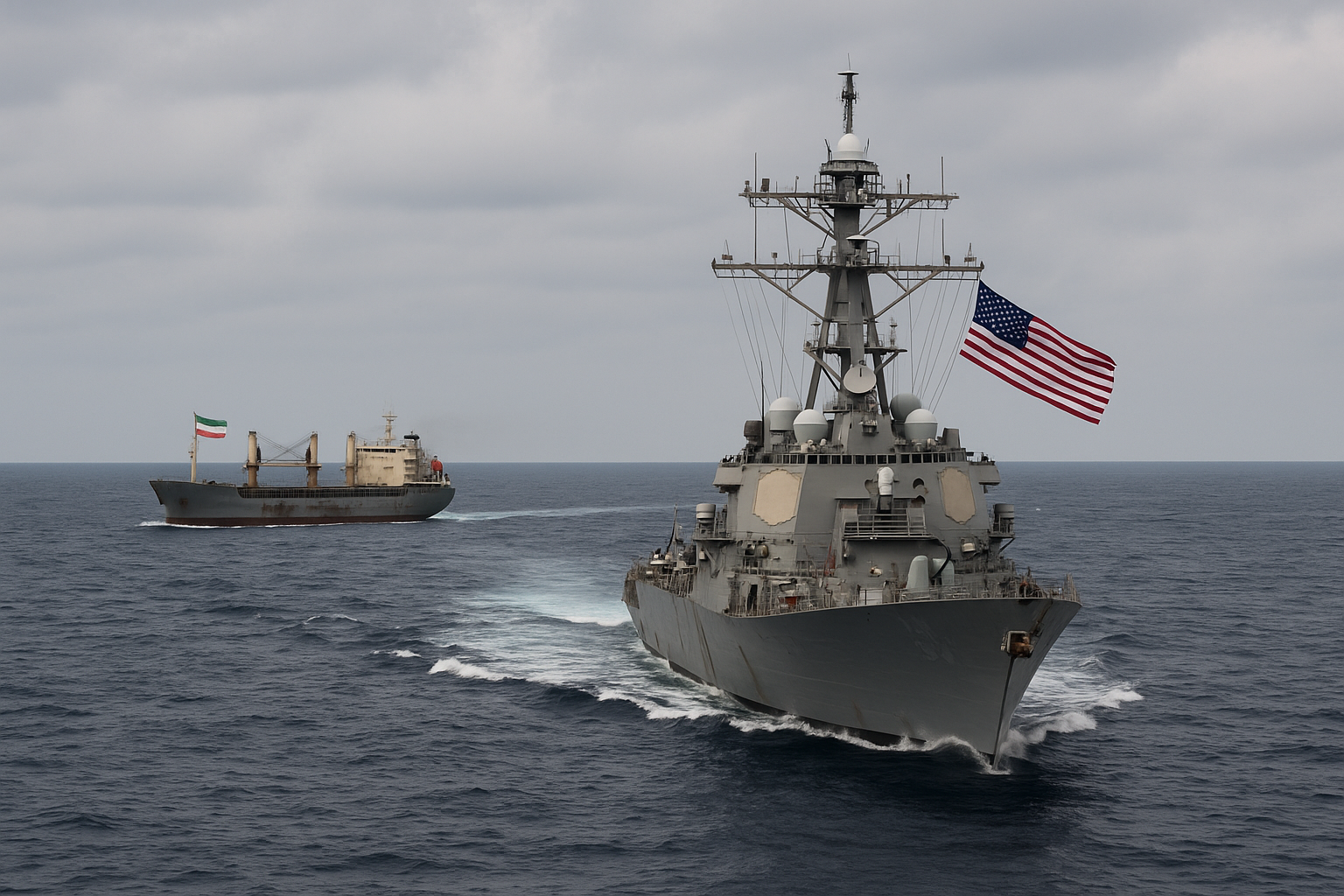 سفينة إيرانية تغير مسارها بعد تدخل مدمرة أمريكية وسط تصاعد التوترات البحرية