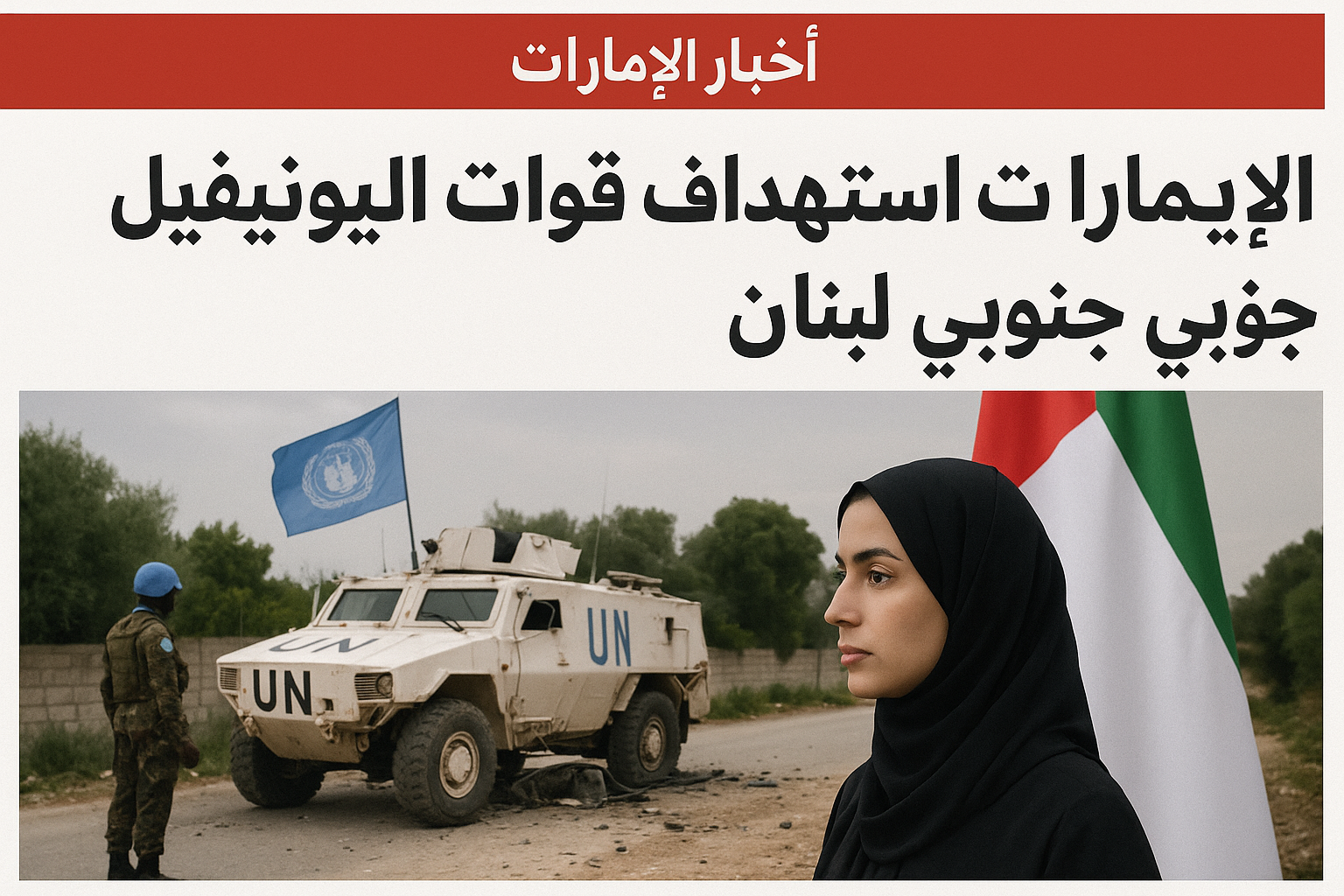 الإمارات تدين بشدة الهجوم على قوات اليونيفيل في جنوب لبنان