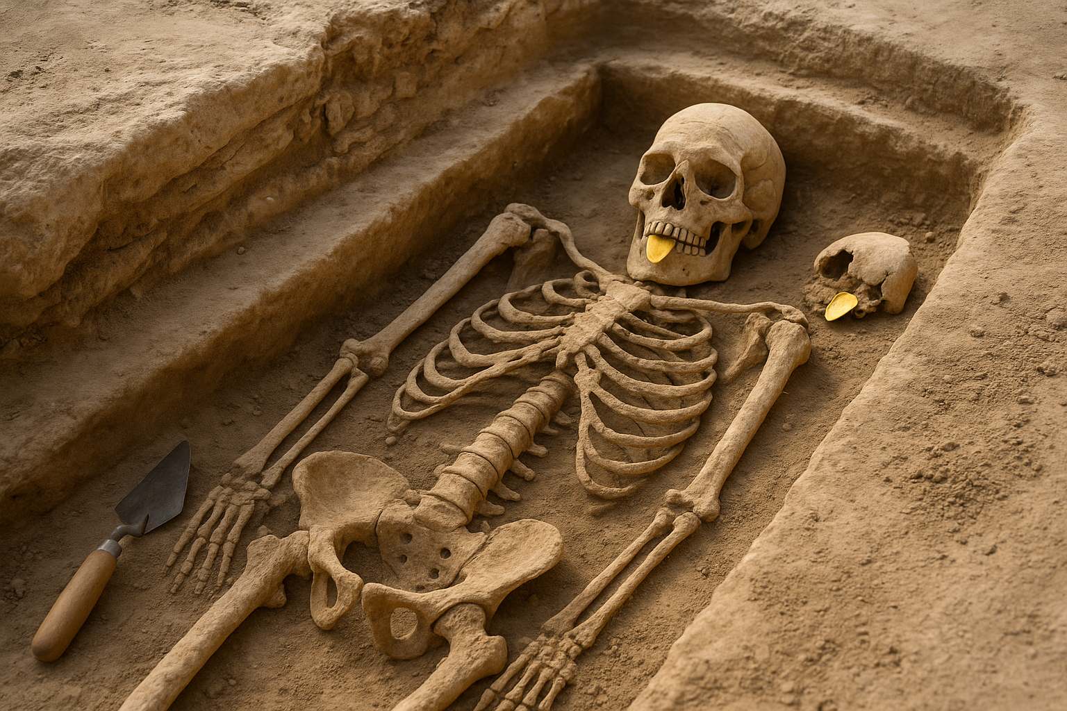 اكتشاف مقبرة رومانية نادرة في مصر تحتوي على ألسنة ذهبية