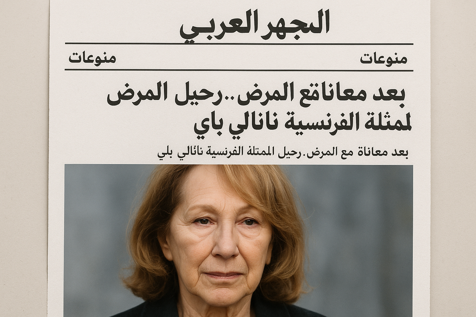 وفاة الممثلة الفرنسية ناتالي باي بعد صراع مع المرض