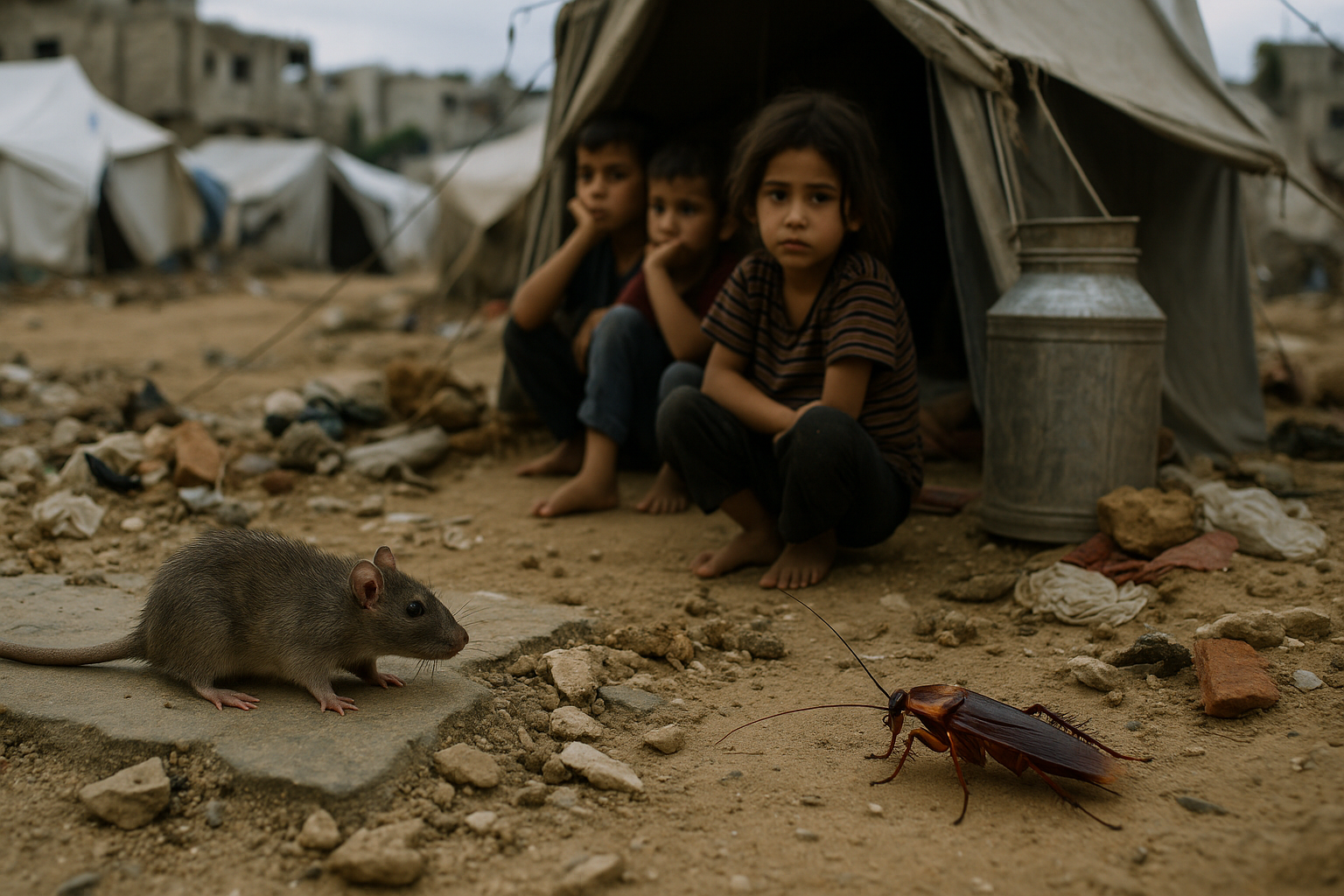 تفشي القوارض والحشرات يزيد من معاناة النازحين في مخيمات غزة