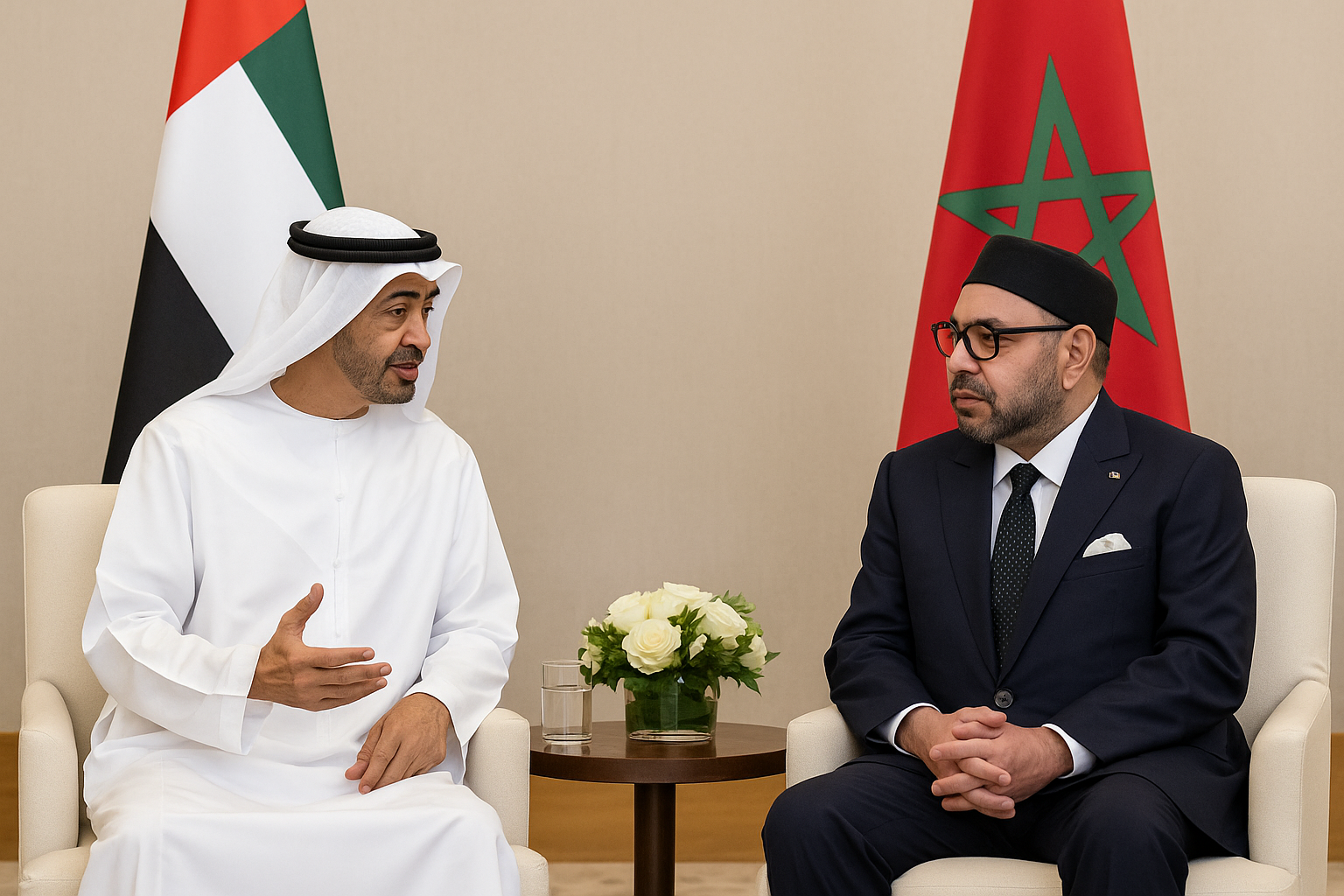 رئيس دولة الإمارات وملك المغرب يبحثان التطورات الإقليمية ويؤكدان تعزيز التعاون المشترك
