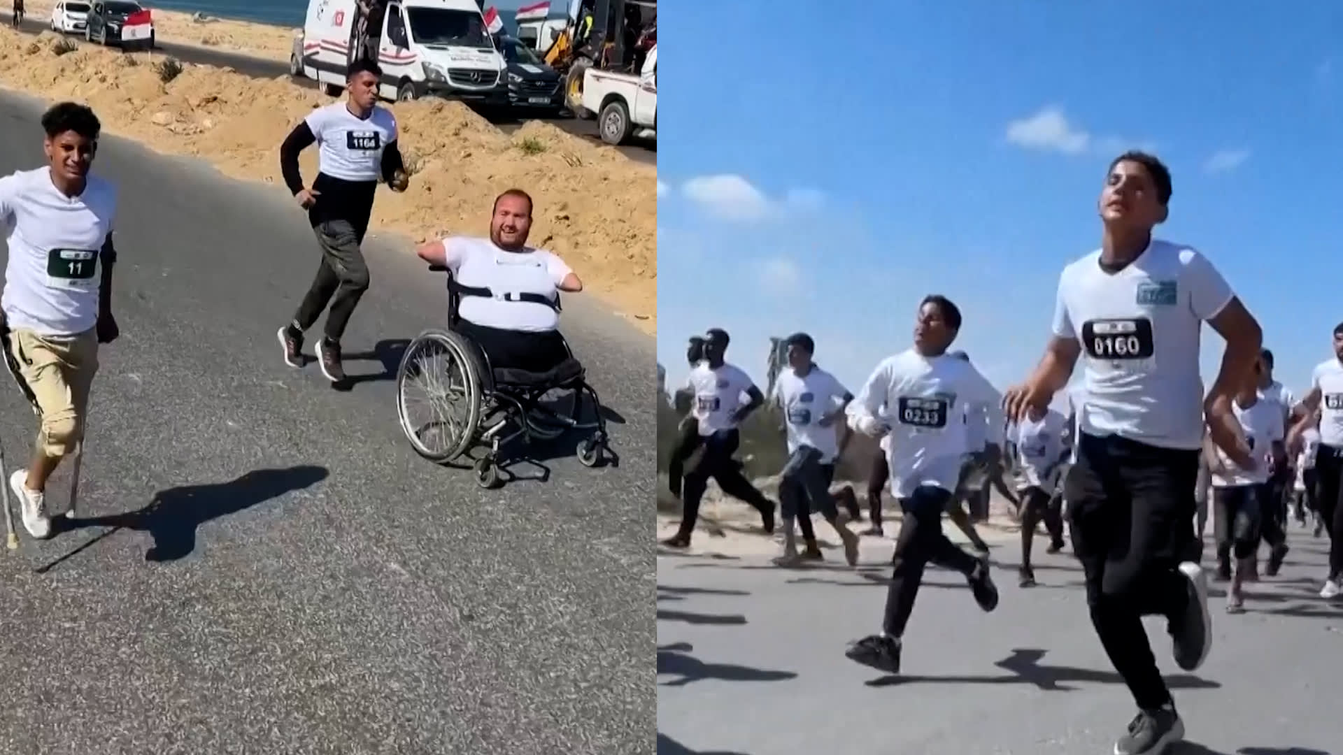 ماراثون غزة الأول منذ الحرب يجمع فلسطينيين مبتوري الأطراف بالعكازات والكراسي المتحركة