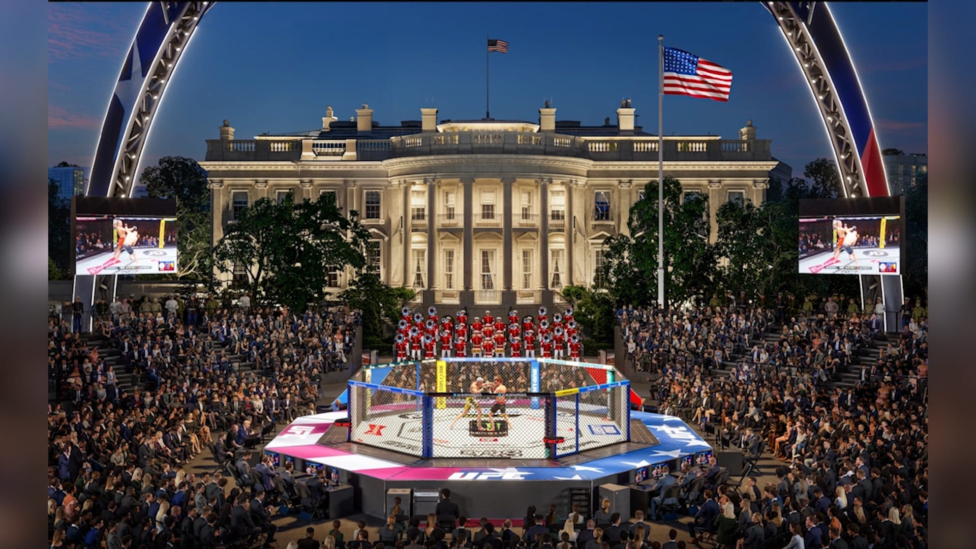 بدء بناء حلبة UFC أمام البيت الأبيض استعدادًا لمواجهة تاريخية