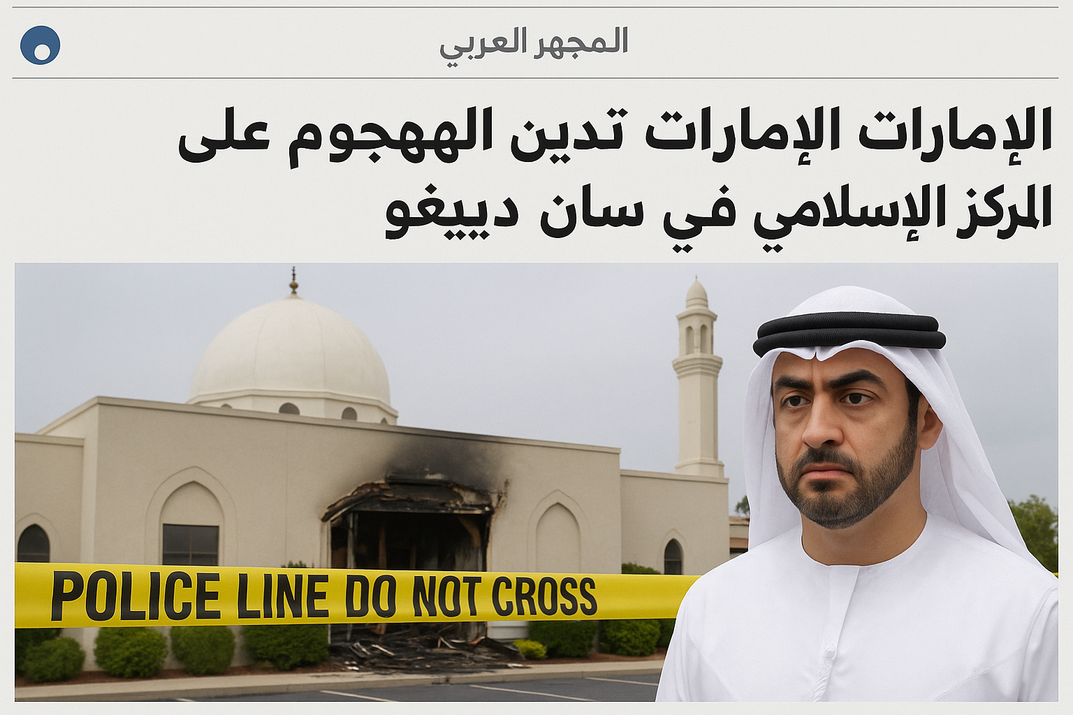 الإمارات تدين الهجوم الإرهابي على المركز الإسلامي في سان دييغو وتؤكد رفضها للعنف