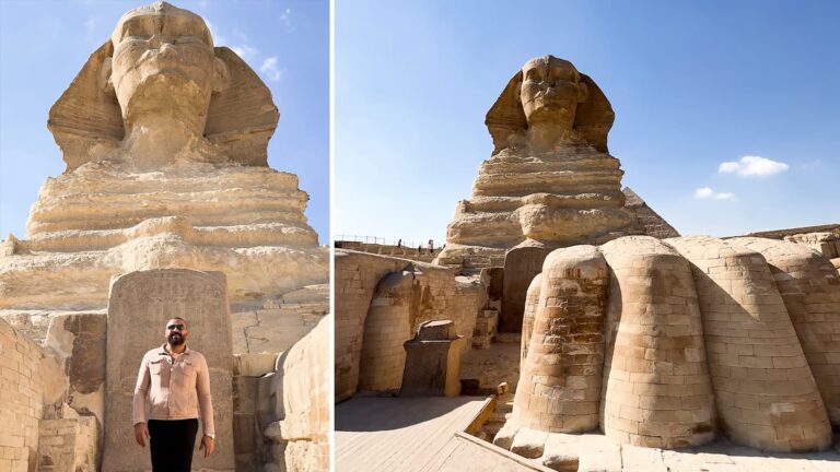 مصري يوثق زاوية نادرة لتمثال أبو الهول لا يراها معظم زوار الجيزة