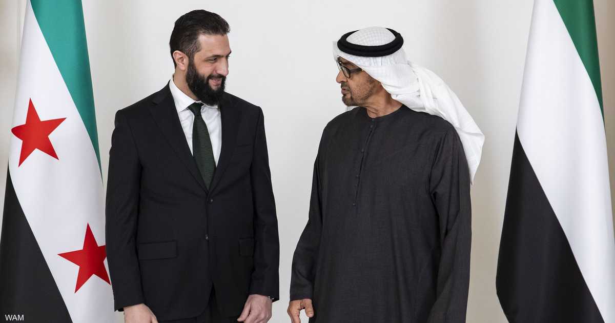 محمد بن زايد وأحمد الشرع يبحثان تعزيز التعاون الإماراتي السوري في المجالات التنموية والاقتصادية