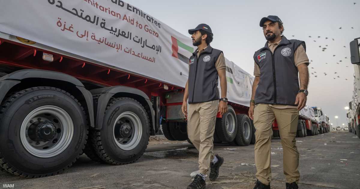 دخول 4 قوافل إماراتية تحمل 781 طناً من المساعدات إلى قطاع غزة ضمن عملية الفارس الشهم 3