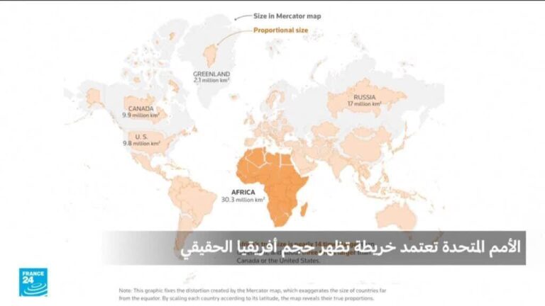 الأمم المتحدة تعتمد خريطة عالمية جديدة تعكس الواقع الحقيقي لأحجام الدول الأفريقية